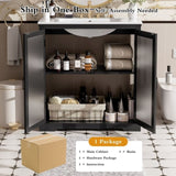 30" Modern Bathroom Vanity with Ceramic Sink, Bathroom Vanity Cabinet with Tempered Blurred Glass N817P279904B