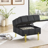 22 inches Anti-scratch Leather Storage Ottoman, Pet Friendly Entryway Bench with Golden Stainless W1191P196355