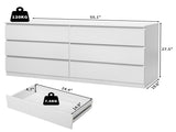 6 Drawer Double Dresser for Bedroom, Wide Storage Cabinet for Living Room Home Entryway, White 76423691