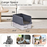 XL Stainless Steel Cat Litter Box with Lid, Extra Large Litter Pan with High Sides, Easy Cleaning, 98168001