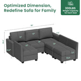 Modular Sectional Sofa with Storage Seat Upgrade Convertible Sofa Couch for Living Room/Deep 27'' B2716P236655