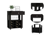 Ambler 1-Drawer 12-Bottle Wine Cabinet Black Wengue B06279976