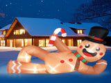 9.8ft Reclining Gingerbread Man, 6 LED Lights, Drawstring Bag, Christmas Inflatable Decoration, 12V, 77710767