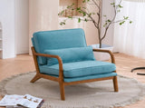 Oak Armrest Oak Upholstered Single Lounge Chair Indoor Lounge Chair Teal 75608109