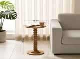 Round Side Table - Solid Wood Leg Small Drink Table for Living Room Bedroom Office,Natural 05193334