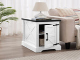 Farmhouse end table Nightstand Rectangular Farmhouse End Table with Barn Door and Adjustable Storage 94026504