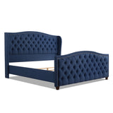 Marcella Upholstered Shelter Headboard Bed Set, King, Dark Sapphire Blue Woven B2719P238228
