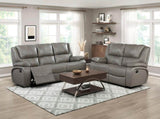 Gray Leather Reclining Sofa Luxury Comfort Upholstered Modern Living Room Furniture 1pc 3-Seater B011P609076