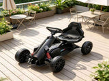 Black Kids Pedal Go Kart, Adjustable Seat, Durable Swing Axle, Safe Outdoor Ride-On Toy 03511045