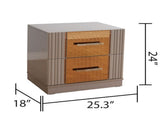 Gold Detailed Nightstand made with Wood in Gray B00957543
