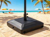 Black Fillable Umbrella Base Wheels & Brakes, HeavyDuty Water/Sand Filled Patio Umbrella Stand 91599856