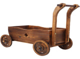 Wooden Wagon Box, Mobile Garden with 4 Wheels, Handle, Drain Hole, Decorative Flower 32362630