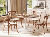 Round Tulip Dining Table for 4 People, 39.4"39.4"29.5" Melamine Laminated MDF Tabletop with Metal 44421009