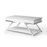 ZNTS Contemporary Style White 1pc Coffee Table Lift Top Design High Gloss Finish Chrome Frame Living Room B011P207454