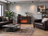 26" Freestanding Electric Fireplace, 1400W Replaceable Insert Heater with 3D Flame Effect , Brown 91752332