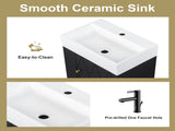 20 Inch Bathroom Vanity with Ceramic Sink, Diamond Pattern Door Design, Gold Handle & Side Storage N725P314033B