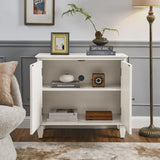 33.6" Retro Wooden Sideboard Buffet Cabinet with Storage, Symmetrical Geometric Accent Display W1801P346237