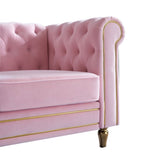 Chesterfield Velvet Sofa 84.65 inch for Living Room PINK Color W579104834