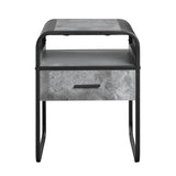 Raziela Concrete Gray & Black Finish End Table with Drawer B2726P244955