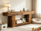 63" Farmhouse Wooden Console Table, 2-Tier Sofa Table for Entryway 53930617