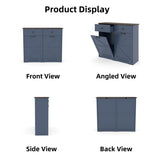 Farmhouse Blue Double Tilt Out Trash for 20 Gallon Trash Cans, Free Standing Recycling 19080541