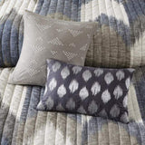 3 Piece Printed Cotton Quilt Set Navy King/Cal King B03596530