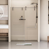 ZNTS 44-48 in. W x 76 in. H Frameless Shower Door, Single Sliding Shower Door, 5/16" Clear Tempered W1920P181730