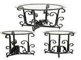 3-Piece Coffee Table Set, Tempered Glass Surface with Sturdy Metal Frame - Modern Living Room Sets T2398P354182