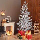 6ft Pine Tree Shape PE Material 80 Branches Green Flocking 550 Lights Warm White Two-color 8 Modes 10438348