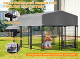 Dog Kennel Outdoor with Roof, 4.23'x5.82'x4.83' Welded Wire Enclosure, Heavy Duty Dog Crate with 24433657