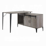 ZNTS Grey Oak Writing Desk with Sliding Barn Door B062P209219