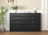 Modern 8 Drawers Dresser Chests for Bedroom,47.2" Wide Wood Chest of Drawers with Gold Metal W409P307537