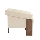 34" Mid-Century Modern Accent Chair with White Fabric, Deep Cushions, and Wide Armrests Ideal for N767P210787E