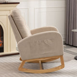 ZNTS Accent Rocking Chair with Footrest High Back Rubber Wood Rocking Legs Bedroom Living Space 26.77D X W2231P143504