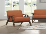 Modern Home Furniture Orange Color Fabric Upholstered 1pc Accent Chair Cushion Back and Seat Walnut B01172865
