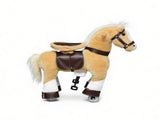 Light Brown Plush Walking Horse Ride-On Toy Sturdy Wheeled Kids Riding Chair for 3-8 Years Old 33041816