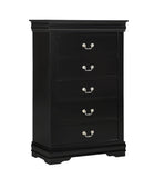 1pc Black Finish Five Drawers Louis Philip Chest Solid Wood Contemporary Sleek Ample Storage B011P193098