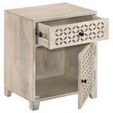 White Washed 1-Door Accent Cabinet with Drawer B062P153881