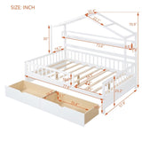 Wooden Full Size House Bed with 2 Drawers,Kids Bed with Storage Shelf, White WF308873AAK