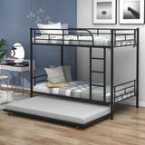 ZNTS Twin-Over-Twin Metal Bunk Bed With Trundle,Can be Divided into two beds,No Box Spring needed ,Black 57622186