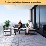 30 PCS Interlocking Deck Tiles Striped Pattern, 12" x 12" Square Light Gray Acacia Hardwood Outdoor W2391P276695