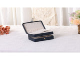 2 Layer Jewelry Box PU Leather Jewelry Organizer Case with Drawer Blue 54623240
