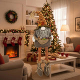 2PCS Set Christmas Gnome Decorations 10.2"x8.7"x24.5" Fabric Sitting Brown Gnomes with Maple Leaves 34798726