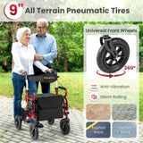 New 2-in-1 Foldable Rollator Walker with 9 Inch Pneumatic Tires 14330842