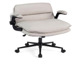 Criss Cross Chair with Flip-Up Arms, Faux Leather Cross Legged Office Chair with Adjustable Height & 89058747