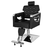 ZNTS PVC Leather Cover Galvanized Square Tray with Footrest Retractable Barber Chair 300.00lbs Black 11736312