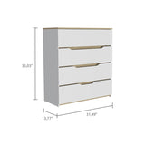 Zoe Dresser, Superior Top, Four Drawers -White / Light Oak B20092057