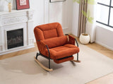 Corduroy Nursery Rocking Chair w/ Pull-out Footrest, Adjustable Backrest 100&deg-160&deg, Oversized 55018651