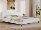 Simple Modern White Plush Soft Bed Comfortable Backrest Bedroom Bed,Queen N769P292572K