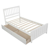 ZNTS Twin size Platform Bed with Two Drawers, White 53907385